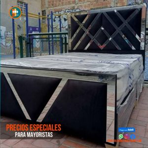 Base Cama Espejo 140 Doble Completa (Base + Espaldar Espejo / vidrio )