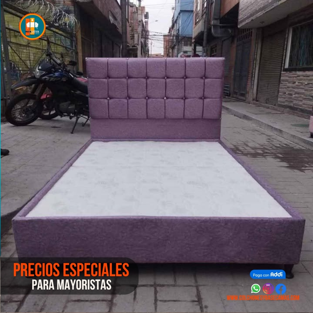 Base Cama Espejo 140 Doble Completa (Base + Espaldar Espejo / vidrio )
