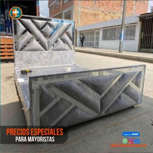 Base Cama Espejo 140 Doble Completa (Base + Espaldar Espejo / vidrio )