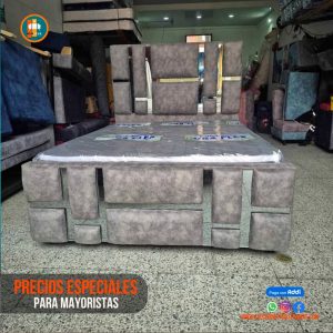 Base Cama Espejo 140 Doble Completa (Base + Espaldar Espejo / vidrio )