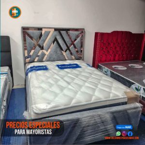 Base Cama Espejo 140 Doble Completa (Base + Espaldar Espejo / vidrio )
