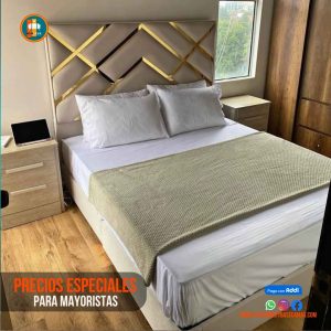 Base Cama Espejo 140 Doble Completa (Base + Espaldar Espejo / vidrio )