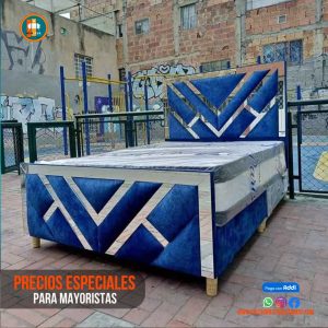 Base Cama Espejo 140 Doble Completa (Base + Espaldar Espejo / vidrio )
