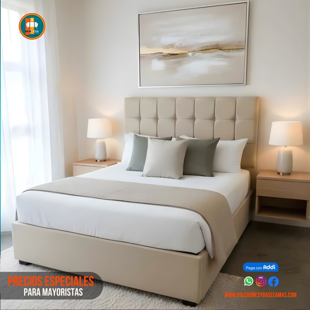 Base Cama 140 Doble Completa (Base + Espaldar)