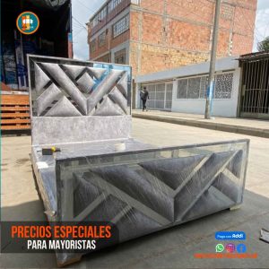 Base Cama Espejo 140 Doble Completa (Base + Espaldar Espejo / vidrio )