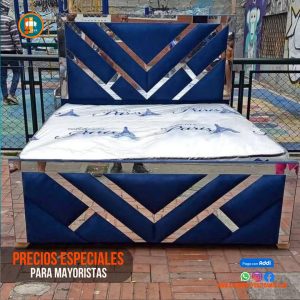 Base Cama Espejo 140 Doble Completa (Base + Espaldar Espejo / vidrio )