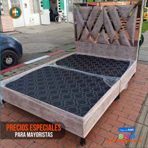 Base Cama Espejo 140 Doble Completa (Base + Espaldar Espejo / vidrio )