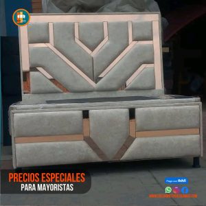 Base Cama Espejo 140 Doble Completa (Base + Espaldar Espejo / vidrio )