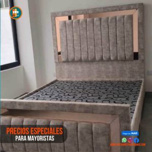 Base Cama Espejo 140 Doble Completa (Base + Espaldar Espejo / vidrio )