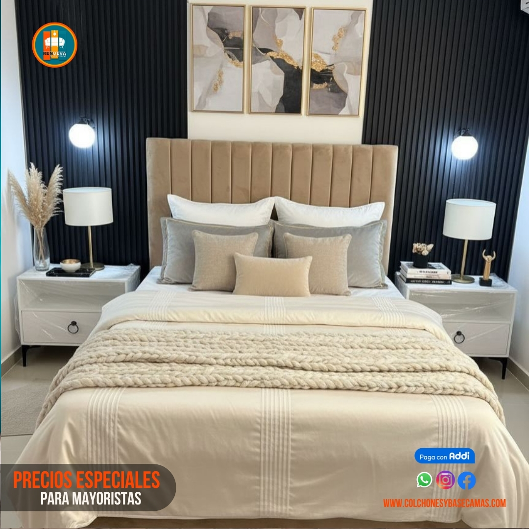 Base Cama 140 Doble Completa (Base + Espaldar)