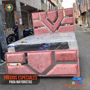 Base Cama Espejo 140 Doble Completa (Base + Espaldar Espejo / vidrio )