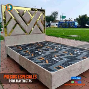 Base Cama Espejo 140 Doble Completa (Base + Espaldar Espejo / vidrio )