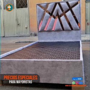 Base Cama Espejo 140 Doble Completa (Base + Espaldar Espejo / vidrio )