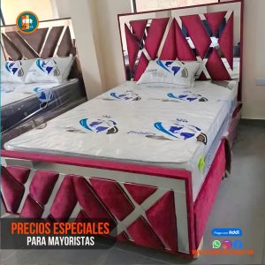 Base Cama Espejo 140 Doble Completa (Base + Espaldar Espejo / vidrio )