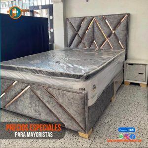 Base Cama Espejo 140 Doble Completa (Base + Espaldar Espejo / vidrio )