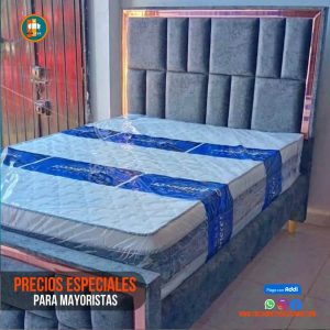 Base Cama Espejo 140 Doble Completa (Base + Espaldar Espejo / vidrio )