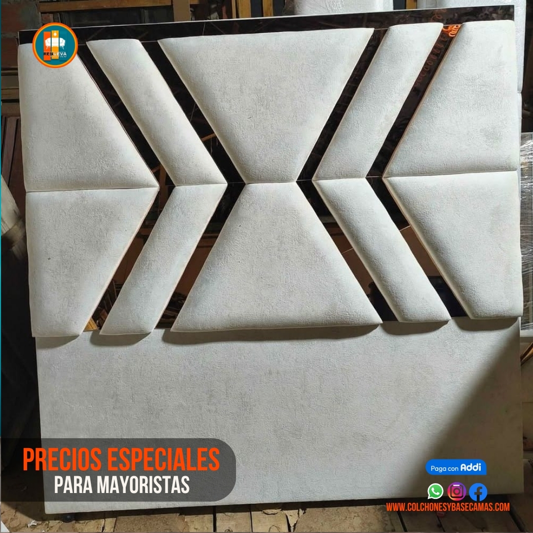 Base Cama Espejo 140 Doble Completa (Base + Espaldar Espejo / vidrio )