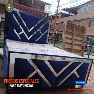 Base Cama Espejo 140 Doble Completa (Base + Espaldar Espejo / vidrio )