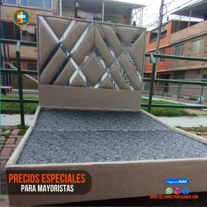 Base Cama Espejo 140 Doble Completa (Base + Espaldar Espejo / vidrio )