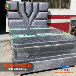 Base Cama Espejo 140 Doble Completa (Base + Espaldar Espejo / vidrio )