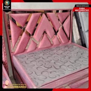 Base Cama Doble 140x190 con Espaldar en Diseño Espejo – Lujo, Elegancia y Máxima Resistencia
