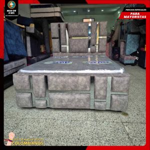 Base Cama Doble 140×190 con Espaldar y Piecero Diseño Espejo