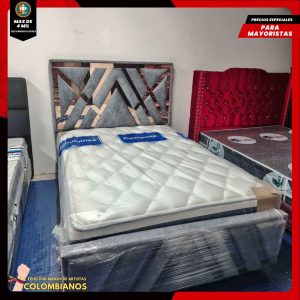 Base Cama Doble 140×190 con Espaldar y Piecero Diseño Espejo
