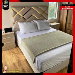 Base Cama Doble 140x190 con Espaldar en Diseño Espejo – Lujo, Elegancia y Máxima Resistencia