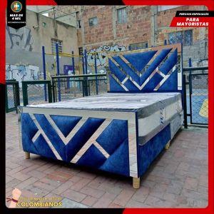 Base Cama Doble 140×190 con Espaldar y Piecero Diseño Espejo