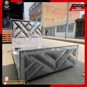 Base Cama Doble 140×190 con Espaldar y Piecero Diseño Espejo