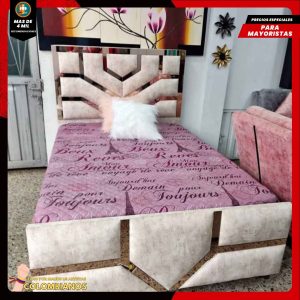 Base Cama Doble 140×190 con Espaldar y Piecero Diseño Espejo
