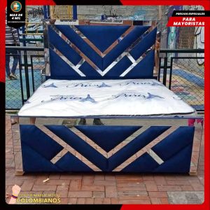 Base Cama Doble 140×190 con Espaldar y Piecero Diseño Espejo