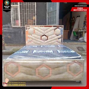 Base Cama Doble 140×190 con Espaldar y Piecero Diseño Espejo