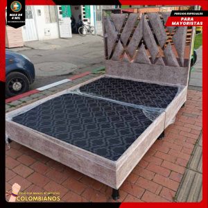 Base Cama Doble 140x190 con Espaldar en Diseño Espejo – Lujo, Elegancia y Máxima Resistencia