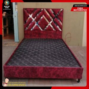 Base Cama Doble 140x190 con Espaldar en Diseño Espejo – Lujo, Elegancia y Máxima Resistencia