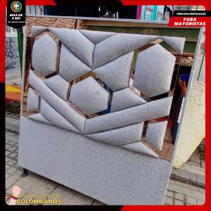 Base Cama Doble 140x190 con Espaldar en Diseño Espejo – Lujo, Elegancia y Máxima Resistencia