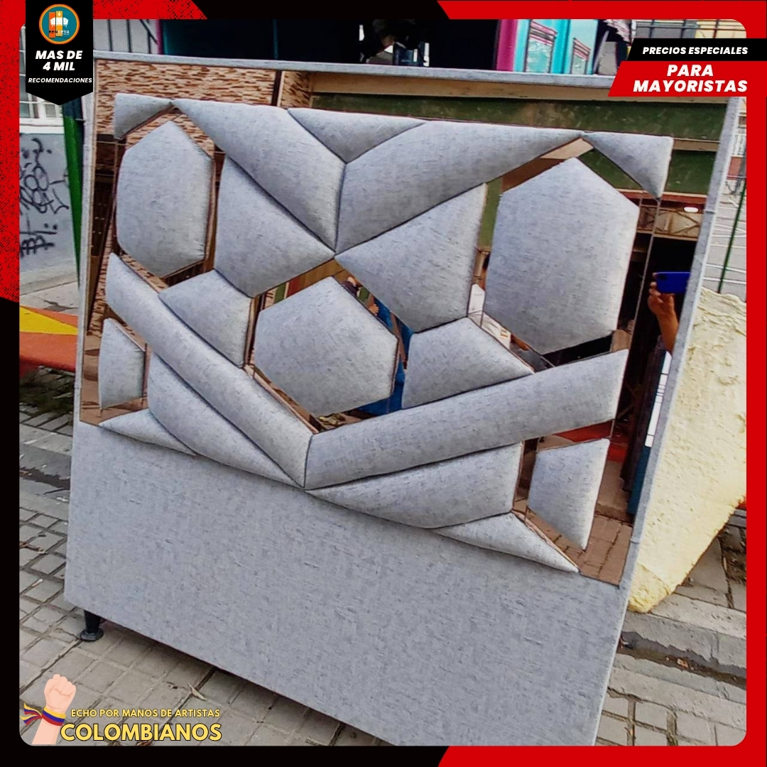 Base Cama Doble 140x190 con Espaldar en Diseño Espejo – Lujo, Elegancia y Máxima Resistencia