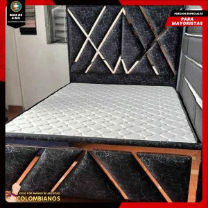 Base Cama Doble 140×190 con Espaldar y Piecero Diseño Espejo