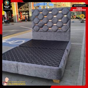 Base Cama Doble 140x190 con Espaldar en Diseño Espejo – Lujo, Elegancia y Máxima Resistencia