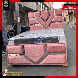Base Cama Doble 140×190 con Espaldar y Piecero Diseño Espejo