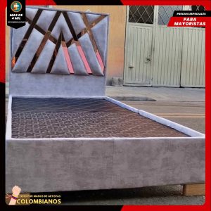 Base Cama Doble 140x190 con Espaldar en Diseño Espejo – Lujo, Elegancia y Máxima Resistencia
