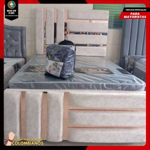 Base Cama Doble 140×190 con Espaldar y Piecero Diseño Espejo
