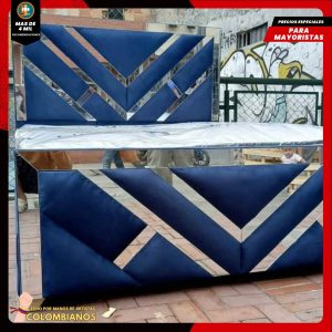 Base Cama Doble 140×190 con Espaldar y Piecero Diseño Espejo
