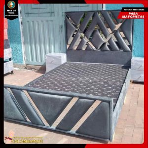 Base Cama Doble 140×190 con Espaldar y Piecero Diseño Espejo