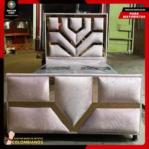 Base Cama Doble 140×190 con Espaldar y Piecero Diseño Espejo