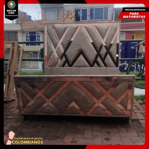 Base Cama Doble 140×190 con Espaldar y Piecero Diseño Espejo