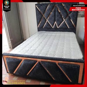 Base Cama Doble 140×190 con Espaldar y Piecero Diseño Espejo