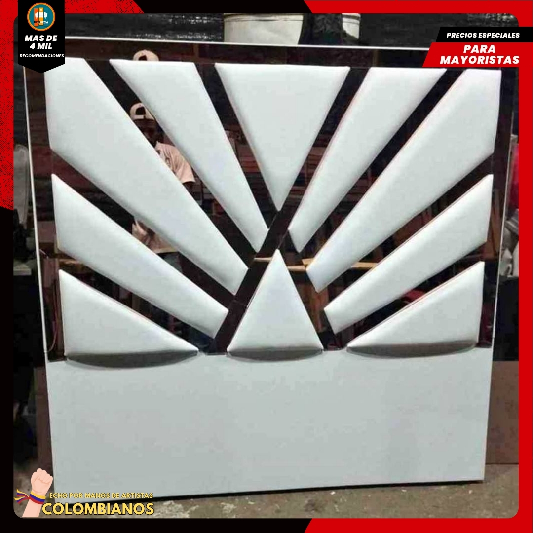 Base Cama Doble 140x190 con Espaldar en Diseño Espejo – Lujo, Elegancia y Máxima Resistencia