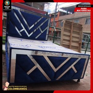 Base Cama Doble 140×190 con Espaldar y Piecero Diseño Espejo