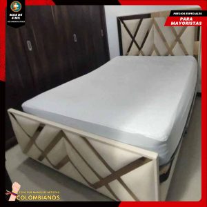 Base Cama Doble 140×190 con Espaldar y Piecero Diseño Espejo